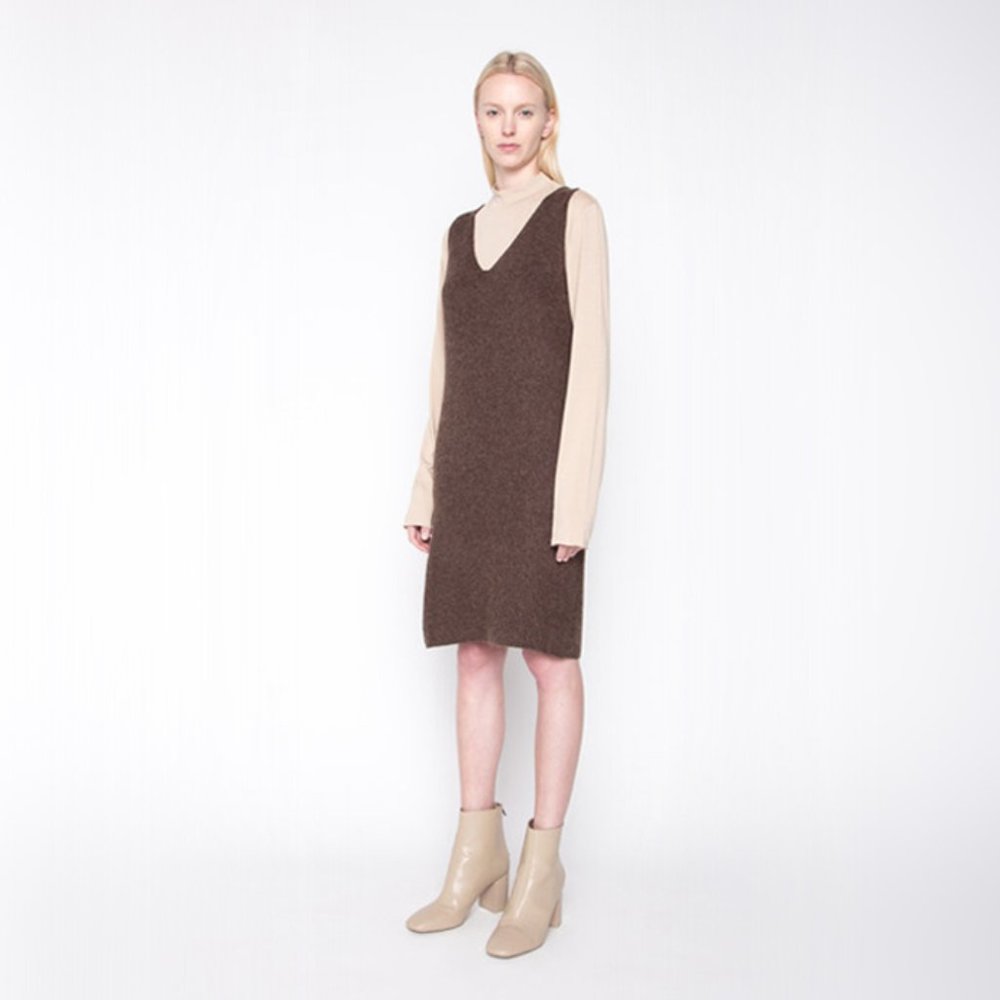 OAK + FORT Brown Sleeveless Knit Dress